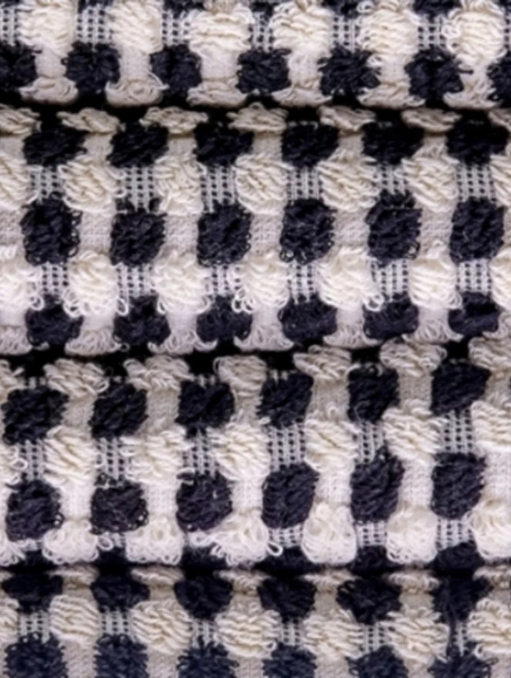 Turkish Spa Cotton Hair Towel Peshtemal Black Natural White PomPom Checkerboard